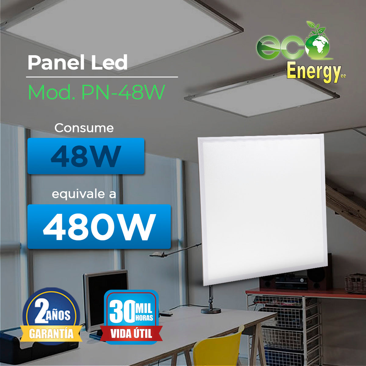 Panel LED de Plafón 48W 60x60