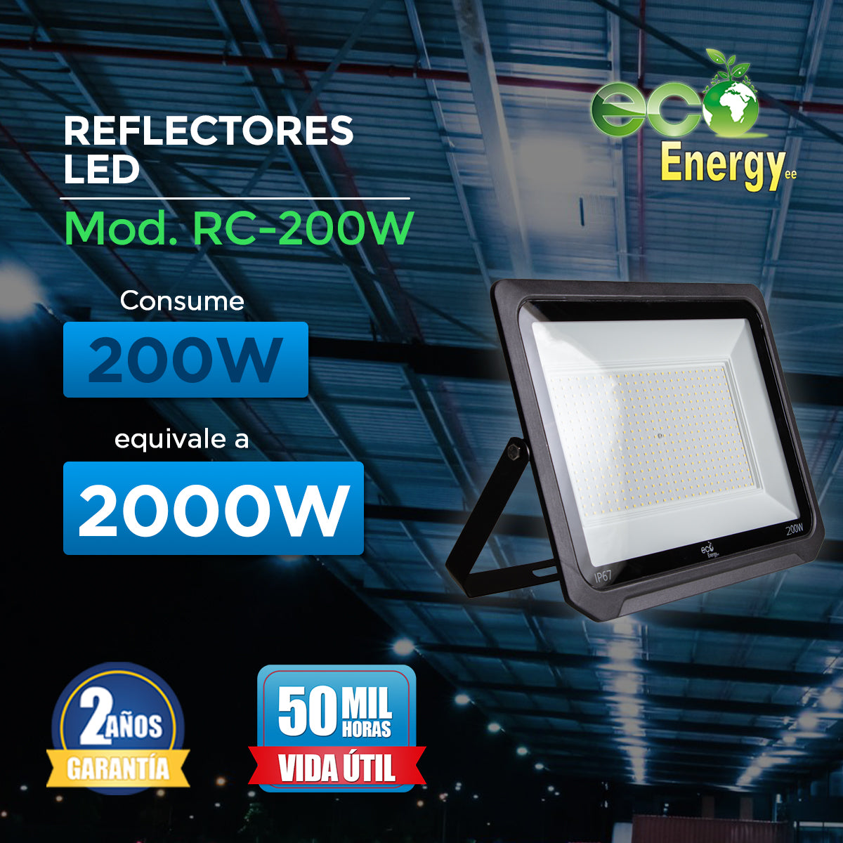 Reflector LED 200w | Luz blanca fría
